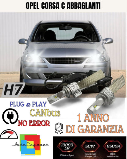 KIT LED H7 CANBUS OPEL CORSA C 8000 LUMEN 6500K ABBAGLIANTI ACCENSIONE IMMEDIATA