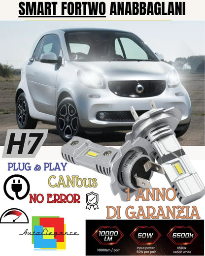 H7 LED KIT FOR SMART FORTWO 450 6000K WHITE 6000 LUMEN CANBUS LOW BEAM