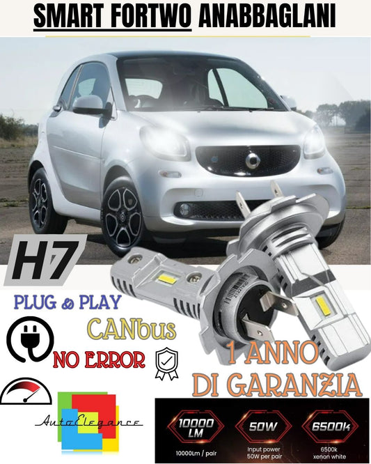 H7 LED KIT FOR SMART FORTWO 450 6000K WHITE 6000 LUMEN CANBUS LOW BEAM