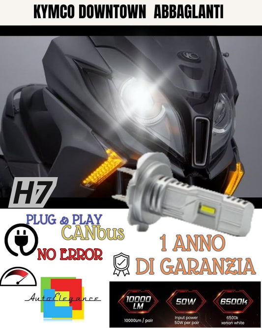 LAMPADA LED H7 6000K 3500 LUMEN CANBUS KYMCO DOWNTOWN 350i ABBAGLIANTE NO AVARIA