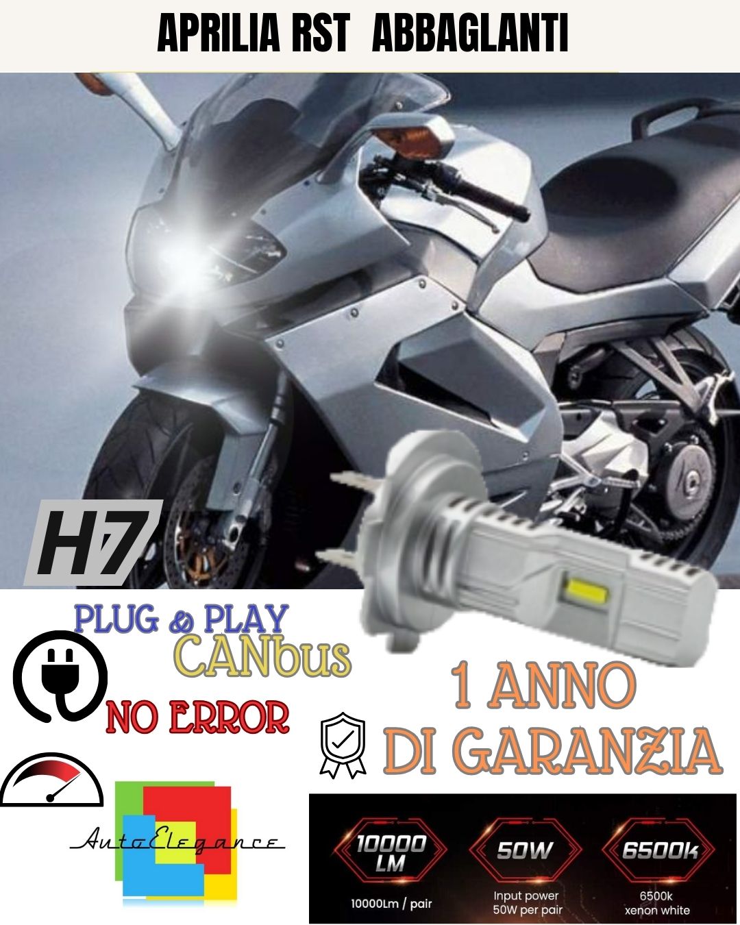 🔥🔥H7 LED LAMP 6000K 3500 LUMEN CANBUS APRILIA RST 1000 HIGH BEAM NO ERROR