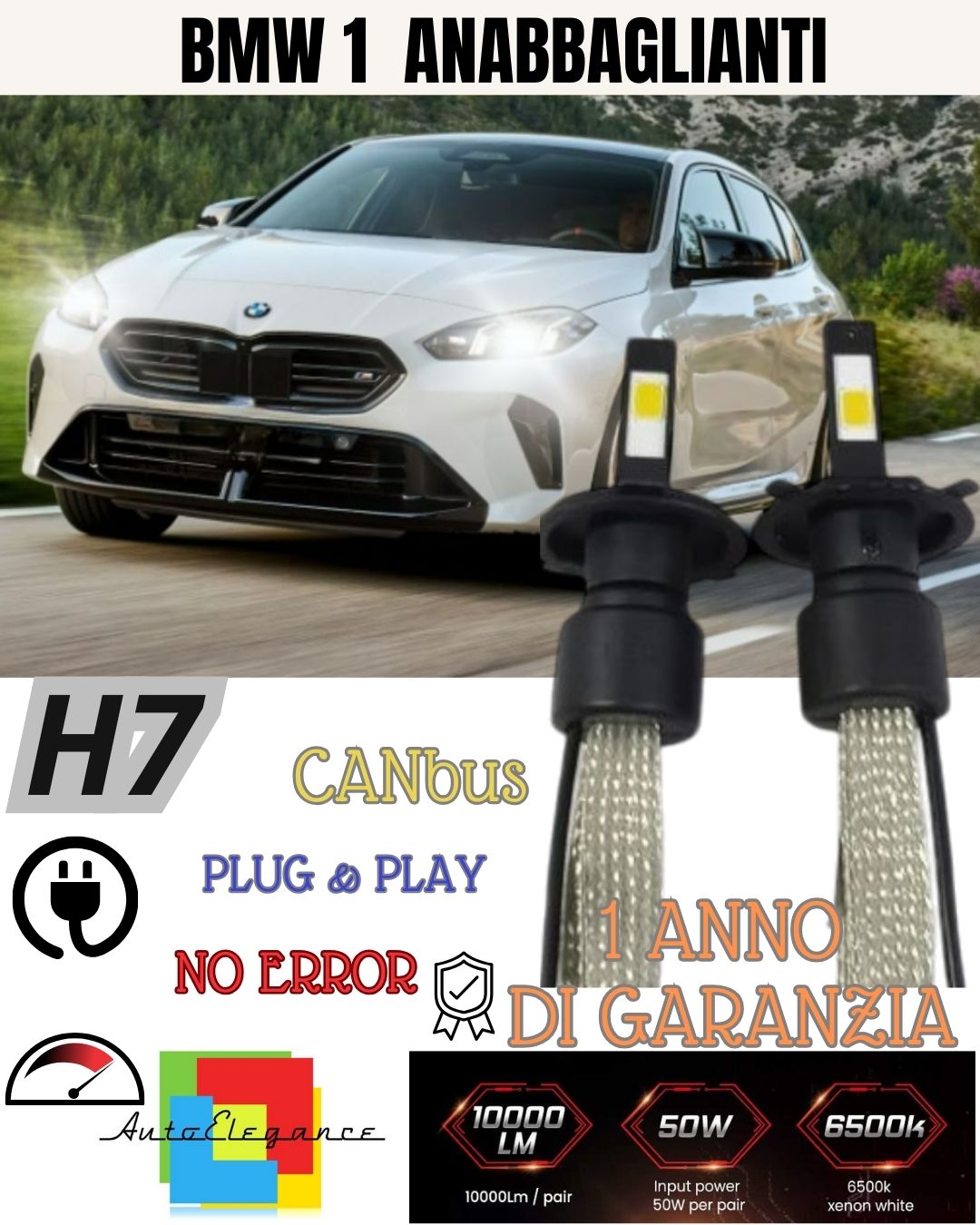 LED KIT H7 LED BMW SERIE 1 F20 F21 RESTYLING 6000K 6400 LUMEN HIGH BEAM 