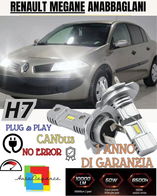 H7 LED KIT FOR RENAULT MEGANE MK3 6000K WHITE 6000 LUMEN CANBUS LOW BEAM 