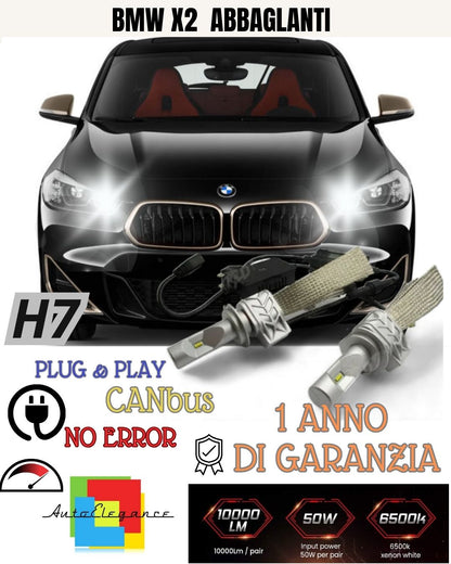 KIT FULL LED BMW X2 F39 LED H7 6500K ABBAGLIANTE CANBUS 8000 LUMEN