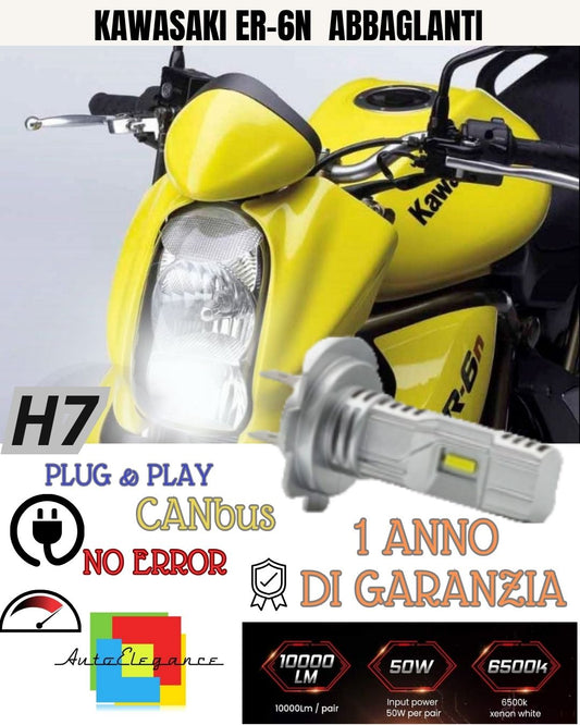 H7 LED LAMP 6000K 3500 LUMEN CANBUS KAWASAKI ER-6N ER6N HIGH BEAM NO ERROR
