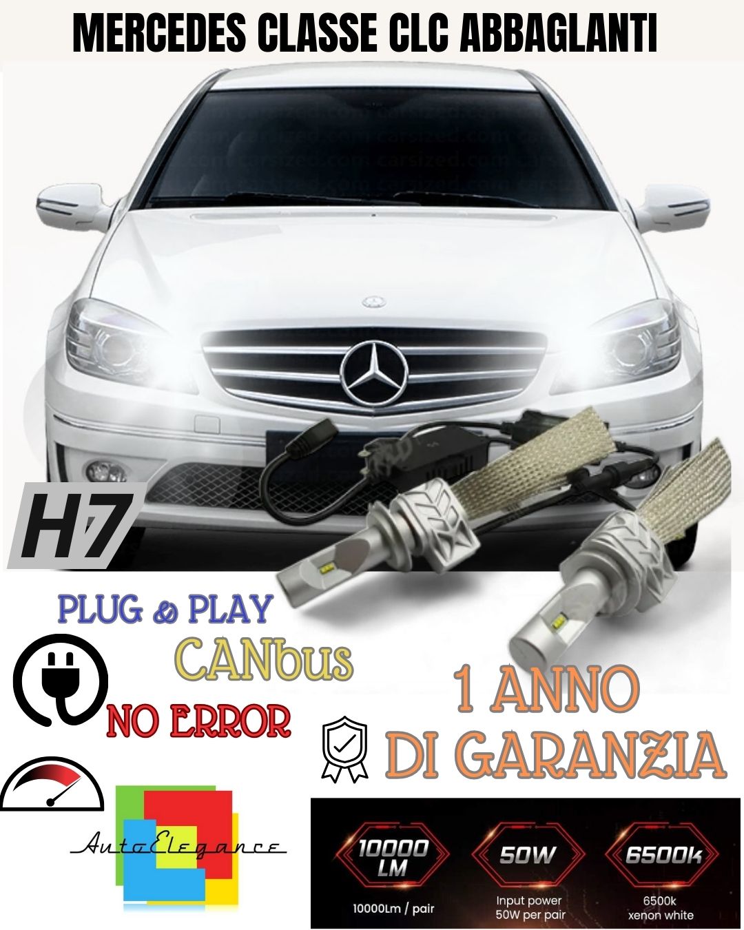 😍😍 FULL LED KIT MERCEDES CLC CLASS LED H7 6500K HIGH BEAM CANBUS + SUPPORTS 