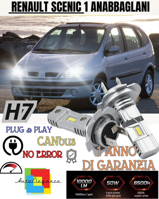 H7 LED KIT FOR RENAULT SCENIC MK1 6000K WHITE 6000 LUMEN CANBUS LOW BEAM