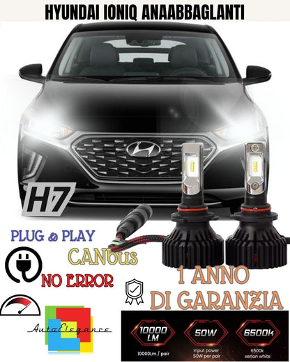 FULL LED KIT H7 6000K CANBUS LED HYUNDAI IONIQ 9600 LUMEN LOW BEAM 
