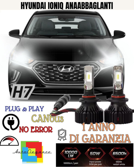 FULL LED KIT H7 6000K CANBUS LED HYUNDAI IONIQ 9600 LUMEN LOW BEAM 
