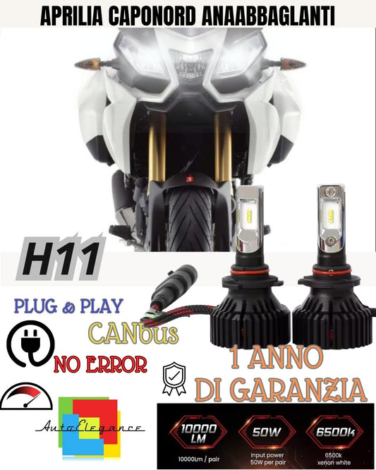 FULL LED KIT H11 6000K LAMPS APRILIA CAPONORD 9800 LM LOW BEAM CANBUS LED