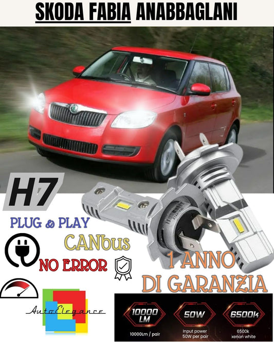 H7 LED KIT FOR SKODA FABIA MK1 6000K WHITE 6000 LUMEN CANBUS LOW BEAM