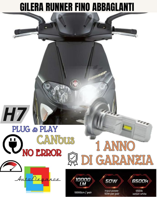🔥LAMPADA LED H7 6000K 3500 LUMEN CANBUS GILERA RUNNER FINO AL 1999 ABBAGLIANTE