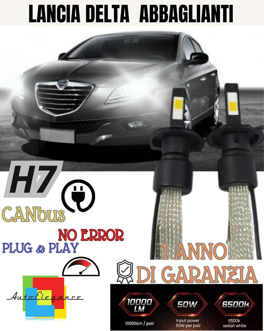 PAIR OF H7 LED LAMPS FOR LANCIA DELTA HIGH BEAM 6000K QUICK START 