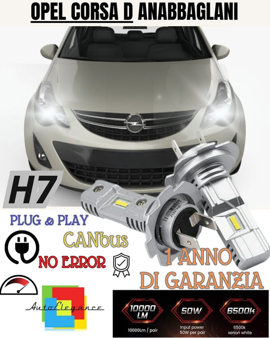 OPEL CORSA D H7 LED KIT 6000K WHITE 6000 LUMEN CANBUS LOW BEAM 