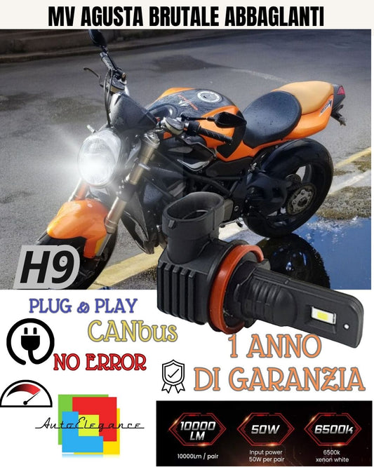 LAMPADA LED H9 3000 LUMEN CANBUS MV AGUSTA BRUTALE 910 ABBAGLIANTE NO ERROR
