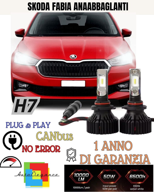 H7 LED KIT FOR SKODA FABIA MK1 6000K WHITE CANBUS LED LOW BEAM