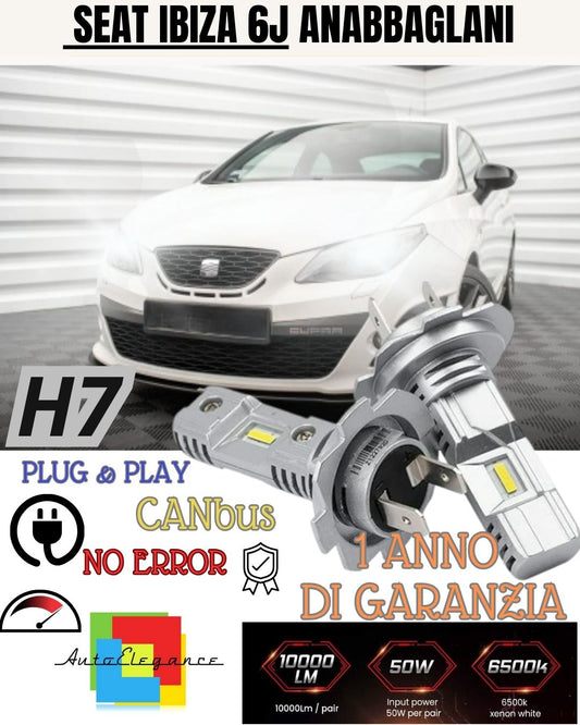 H7 LED KIT FOR SEAT IBIZA 6J 6000K WHITE 6000 LUMEN CANBUS HIGH BEAM 