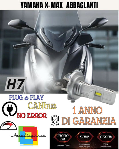 H7 LED LAMP 6000K 3000 LUMEN CANBUS YAMAHA X-MAX 2014-2016 HIGH BEAM