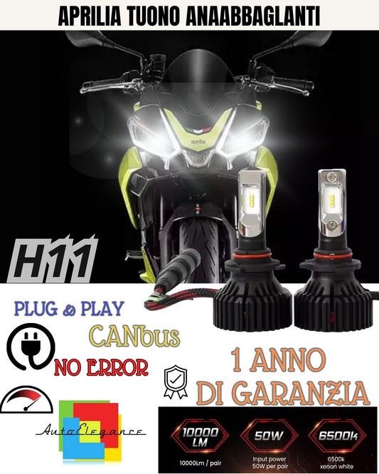 FULL LED KIT H11 6000K LAMPS APRILIA TUONO 1000 R 9800 LM LOW BEAM CANBUS