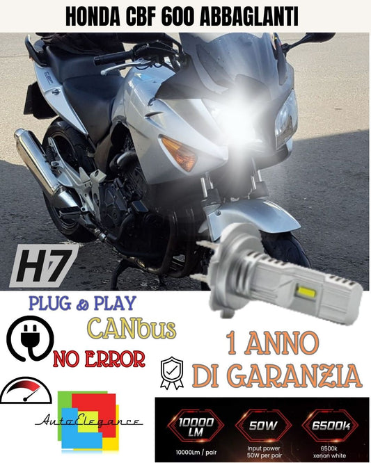 LAMPADA LED H7 6000K 3500 LUMEN CANBUS HONDA CBF 600 2004-2012 ABBAGLIANTE