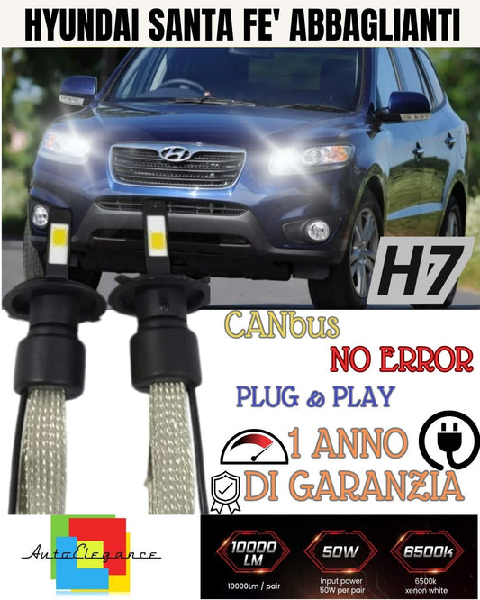 HYUNDAI SANTA FE' MK2 LED HIGH BEAM LAMP KIT H7 6000K 6400 LUMEN 