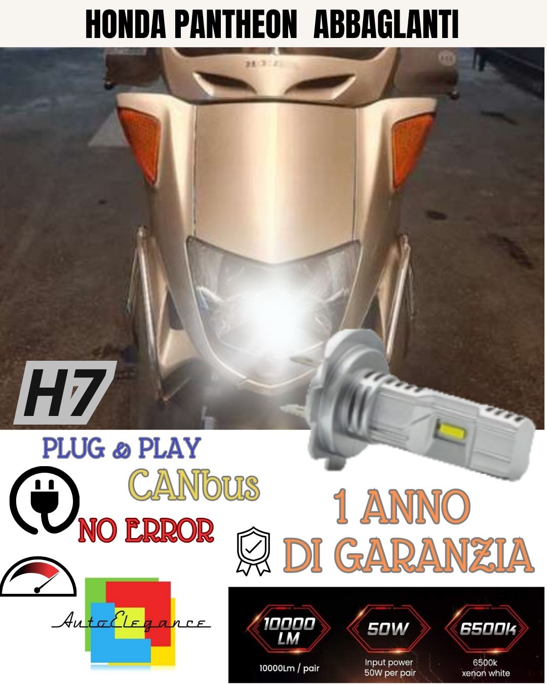 LAMPADA LED H7 3000 LUMEN CANBUS HONDA PANTHEON 2003-2006 ABBAGLIANTE 6000K