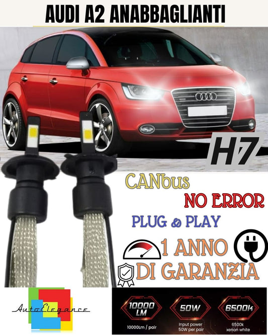 AUDI A2 H7 LED KIT 6000K WHITE 6400 LUMEN XENON XENO NO ERROR LOW BEAM 