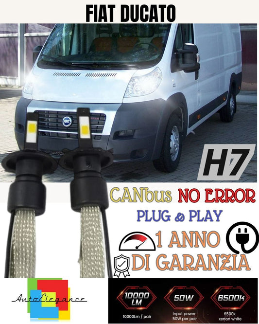 KIT LED H7 6000K CANBUS XENON 6400 LM LUMEN FIAT DUCATO MK3 NO ERROR