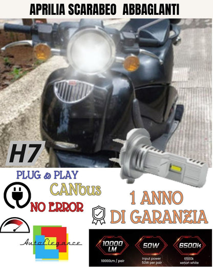 LAMPADA LED H7 3000 LUMEN CANBUS APRILIA SCARABEO 250 300 400 500 ABBAGLIANTE