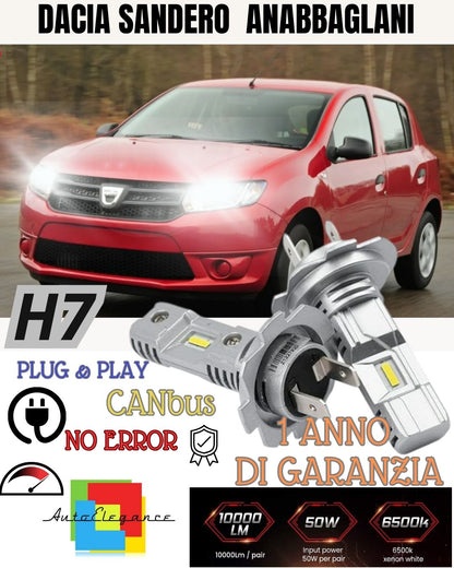 LED KIT H7 DACIA SANDERO MK2 II 6000K WHITE 6000 LUMEN CANBUS LOW BEAM 