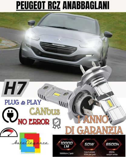 H7 LED KIT FOR PEUGEOT RCZ 6000K WHITE 6000 LUMEN CANBUS LOW BEAM 