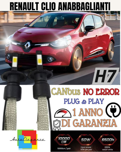 LED LOW BEAM LAMP KIT H7 RENAULT CLIO 3 PARABOLA HEADLIGHT 6000K WHITE 