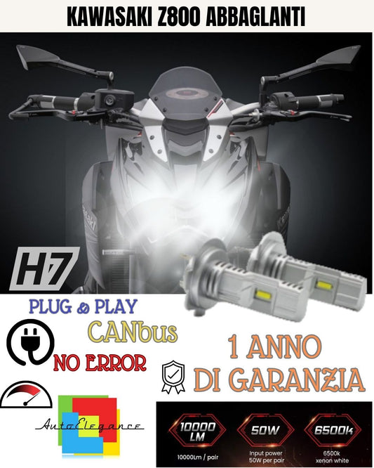 😍😍LAMPADA LED H7 6000K 3000 LUMEN CANBUS KAWASAKI Z800 ABBAGLIANTE LUCE BIANCA