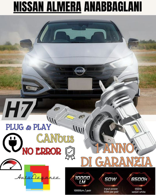 NISSAN ALMERA TINO H7 LED KIT 6000K WHITE 6000 LUMEN CANBUS LOW BEAM 