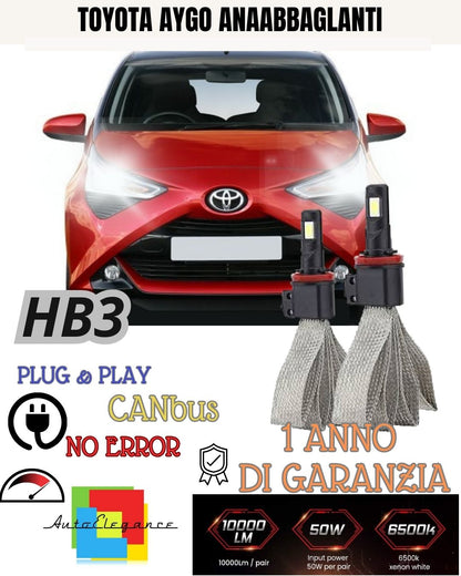 KIT FULL LED HB3 ANABBAGLIANTI TOYOTA AYGO X 6000K BIANCO CANBUS 6400 LUMEN