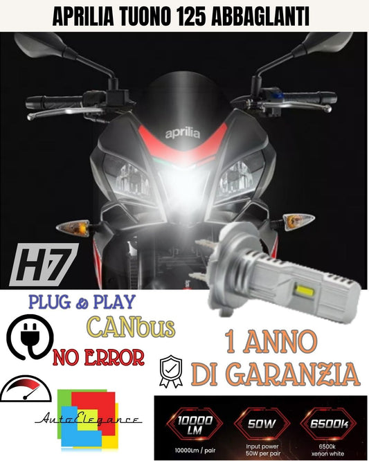H7 LED LAMP 6000K 3500 LUMEN CANBUS APRILIA TUONO 125 MOTORCYCLE HIGH BEAM