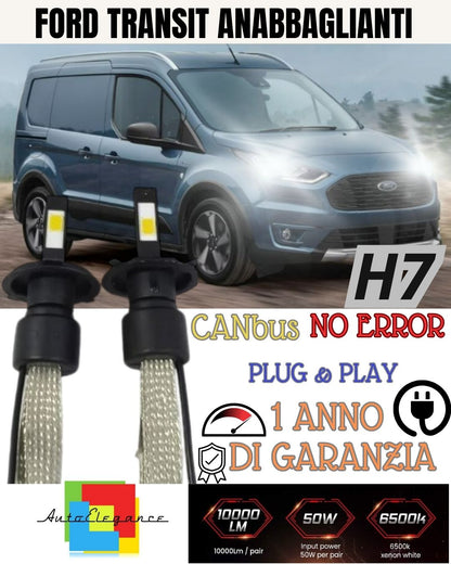 KIT LED H7 FORD TRANSIT CONNECT 6000K XENON 6400 LUMEN ANABBAGLIANTI