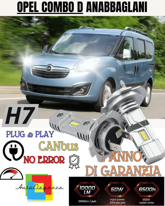 OPEL COMBO D H7 LED KIT 6000K WHITE 6000 LUMEN CANBUS LOW BEAM 