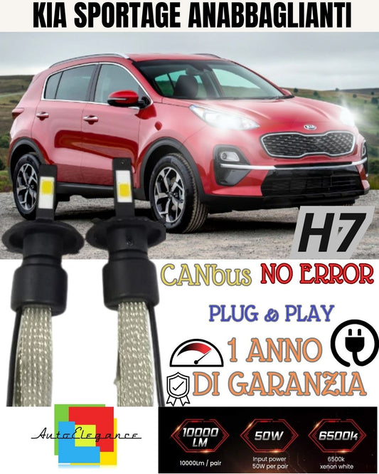 KIT LAMPADE ANABBAGLIANTI LED KIA SPORTAGE LED H7 6000K BIANCO NO ERROR