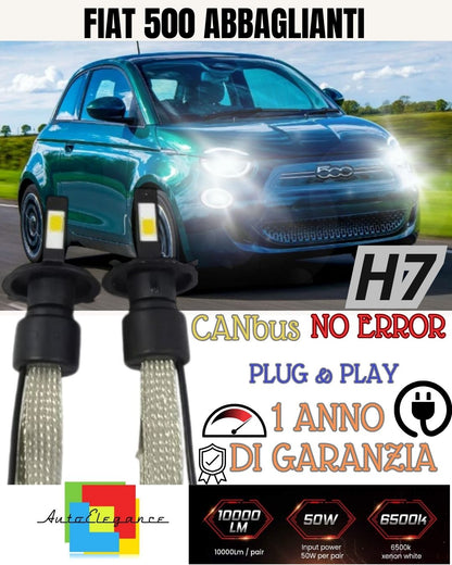 KIT LAMPADE ABBAGLIANTI LED ABARTH 500 RESTYLING LED H7 6000K 6400 LUMEN