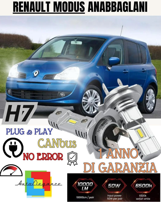 H7 LED KIT FOR RENAULT MODUS 6000K WHITE 6000 LUMEN CANBUS LOW BEAM 