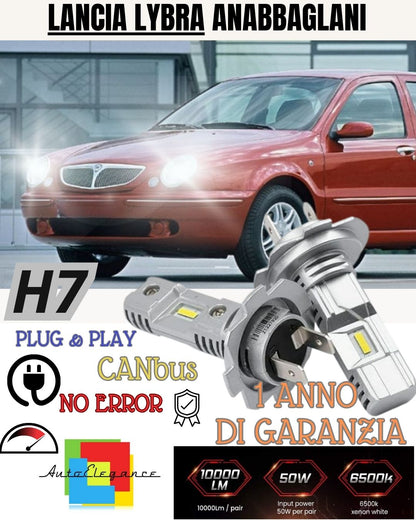 KIT LED H7 PER LANCIA LYBRA 6000K BIANCO 6000 LUMEN CANBUS ANABBAGLIANTI
