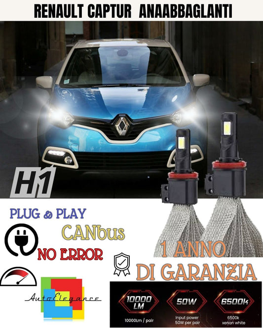 RENAULT CAPTUR LED LOW BEAM KIT LED H1 6000K XENON WHITE 6400 LUMEN CANBUS