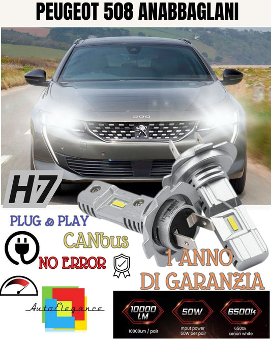 H7 LED KIT FOR PEUGEOT 508 6000K WHITE 6000 LUMEN CANBUS LOW BEAM 