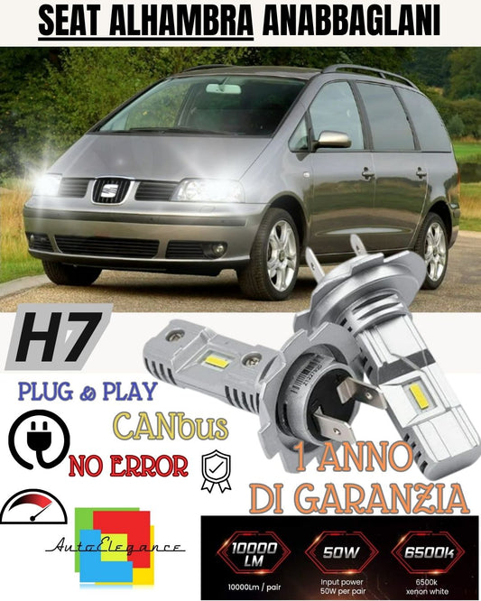 H7 LED KIT FOR SEAT ALHAMBRA 7M MK1 6000K WHITE 6000 LUMEN CANBUS LOW BEAM 