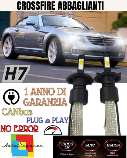 CHRYSLER CROSSFIRE H7 LED KIT WHITE 6400 LUMEN HIGH BEAM QUICK START 