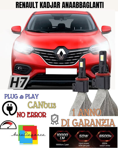 KIT FULL LED RENAULT KADJAR LED H7 6000K XENON BIANCO ANABBAGLIANTI