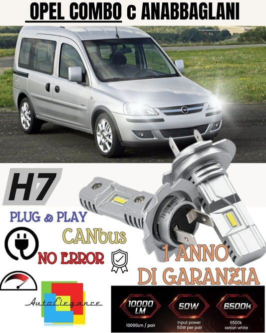 OPEL COMBO C H7 LED KIT 6000K WHITE 6000 LUMEN CANBUS HIGH BEAM 