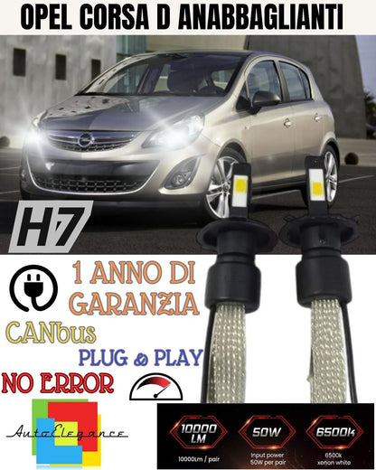 OPEL CORSA D LED LOW BEAM LAMP KIT H7 6000K NO ERROR LED LAMPS 