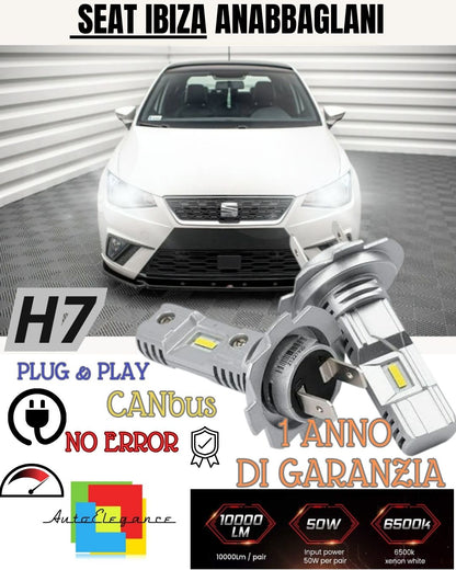 KIT LED H7 PER SEAT IBIZA MK5 V 6000K BIANCO 6000 LUMEN CANBUS ABBAGLIANTI